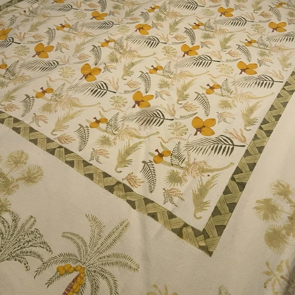 Couleur Nature France Cotton Tablecloth Tropical‎ Palm Tree Coconuts 71x71